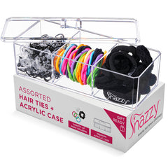Snazzy - Deluxe Hair Accessories for Women Gift Set - 670 Total Hair Accessories for Girls, Teens & Adults - Mini Scrunchies, Women's Hair Elastics & Ponytail Holders in Storage Container Kit