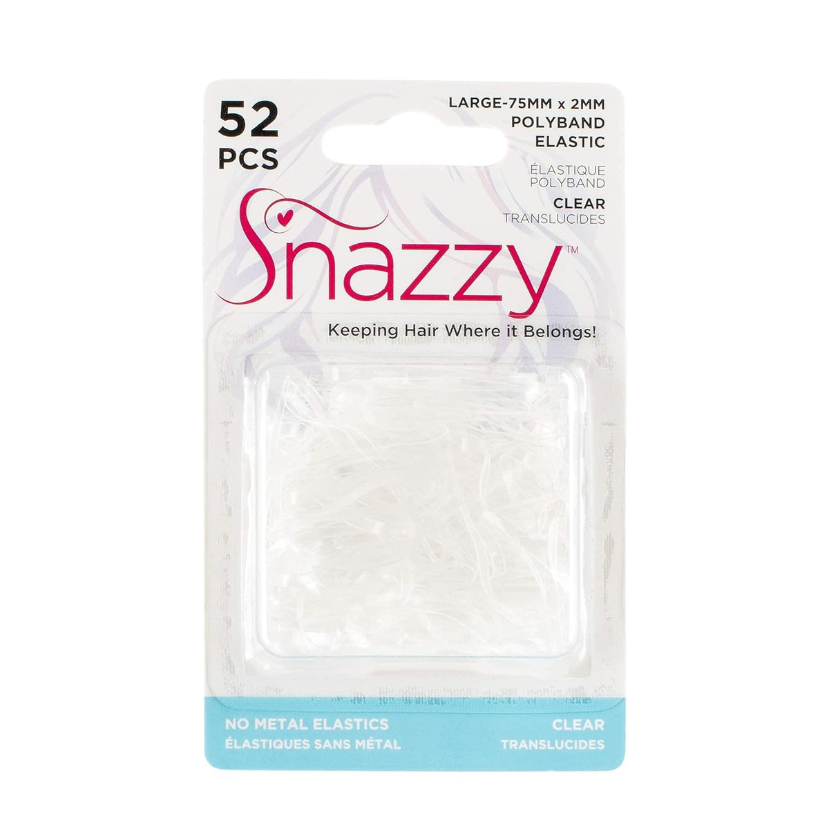 Snazzy Ouchless Mini Crystal Clear Polyband Rubber No Metal Elastics Band, 52 Count