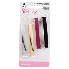 Snazzy Hair Classic Open Slide Clip Metal Domed Barrettes, 4 Count